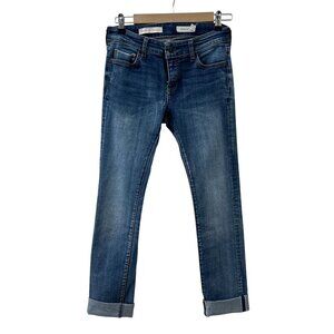 Pilcro & The Letterpress Parallel Cuffed Hem Slim Straight Denim Jeans Women 27